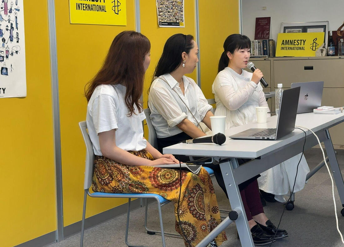 彫刻家の小田原のどかさん、映画監督の西川文恵さん、そしてコミュニティ・オーガナイザーの中村果南子さんのトーク